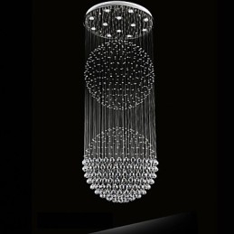 Lampadario moderno in cristallo trasparente con 12 luci, baldacchino argento