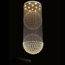 Lampadario moderno in cristallo trasparente con 12 luci, baldacchino argento