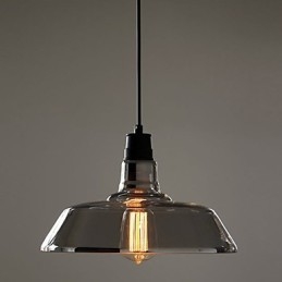 Lampada a sospensione vintage argentata elettrolitica con paralume in vetro