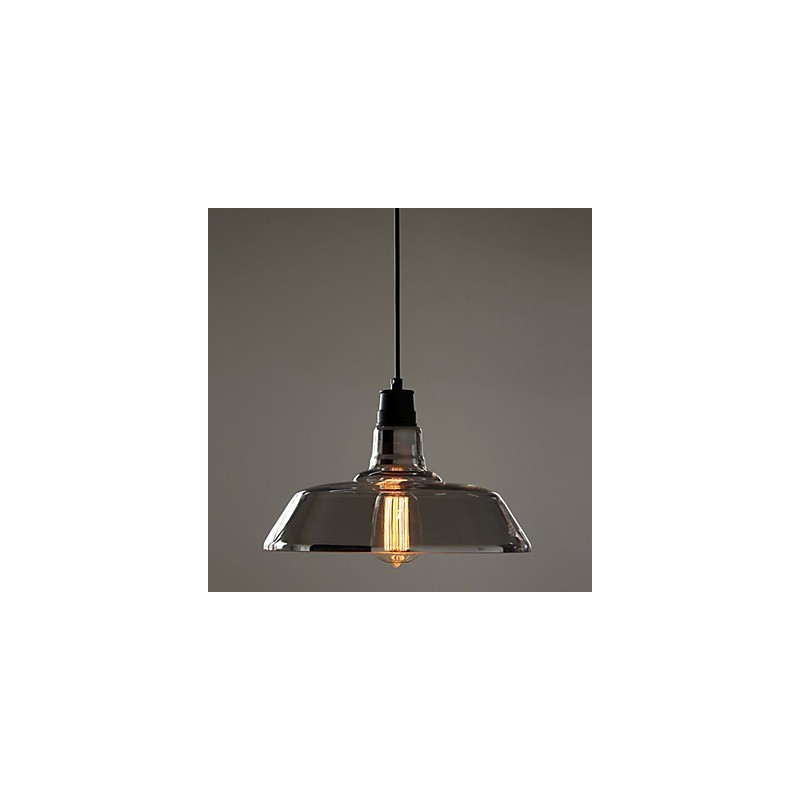 Lampada a sospensione vintage argentata elettrolitica con paralume in vetro