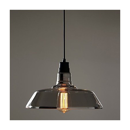 Lampada a sospensione vintage argentata elettrolitica con paralume in vetro