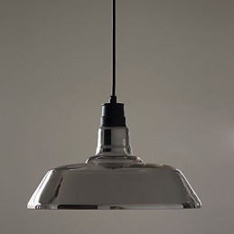 Lampada a sospensione vintage argentata elettrolitica con paralume in vetro