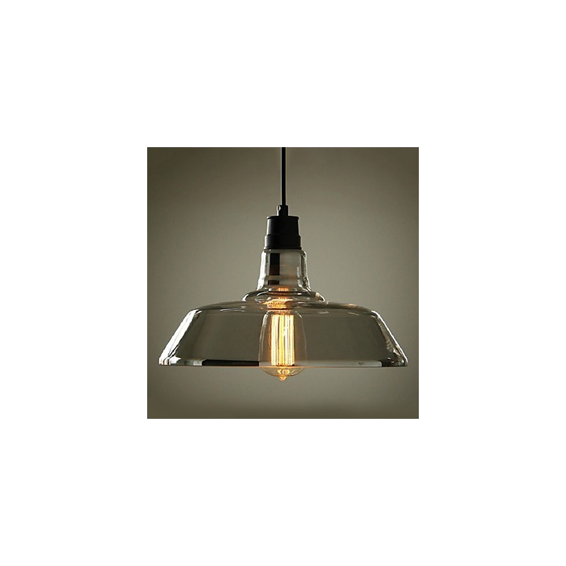 Lampada a sospensione vintage argentata elettrolitica con paralume in vetro