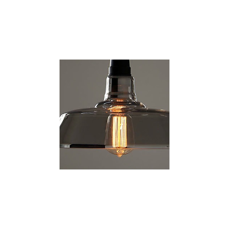 Lampada a sospensione vintage argentata elettrolitica con paralume in vetro