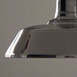 Lampada a sospensione vintage argentata elettrolitica con paralume in vetro