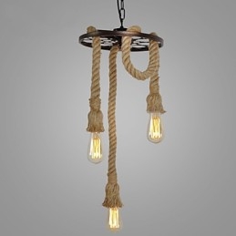 Lampada a sospensione mini retrò in metallo elettroplaccato giallo, 3 luci E26/E27