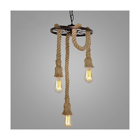 Lampada a sospensione mini retrò in metallo elettroplaccato giallo, 3 luci E26/E27