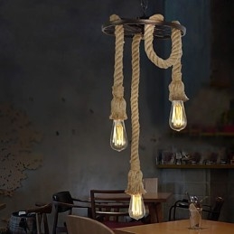 Lampada a sospensione mini retrò in metallo elettroplaccato giallo, 3 luci E26/E27