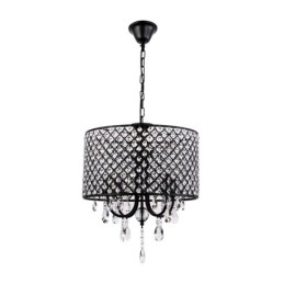 Lampadario a tamburo moderno in cristallo cromato