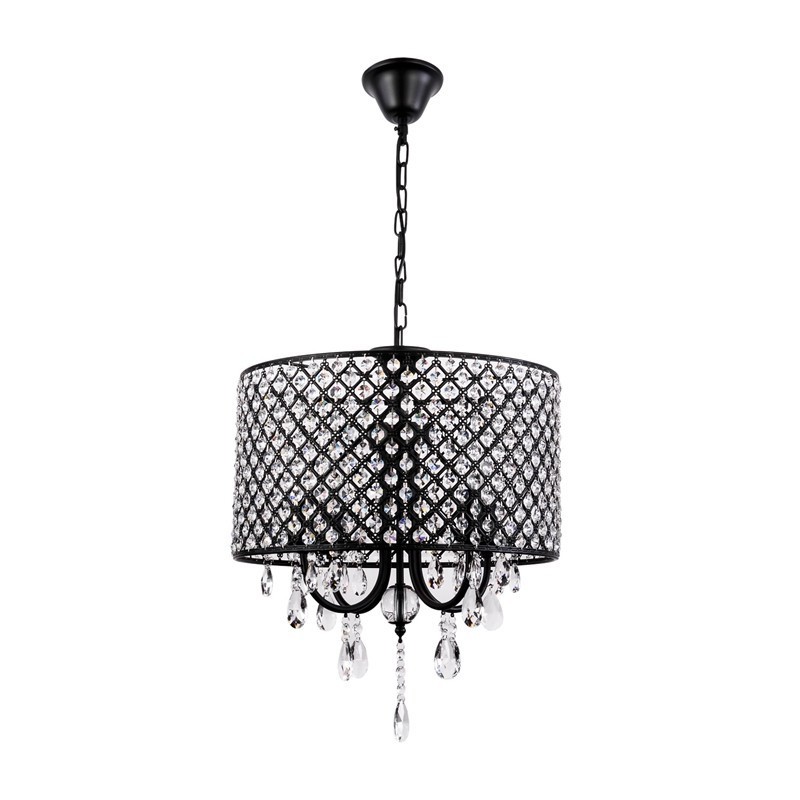 Lampadario a tamburo moderno in cristallo cromato