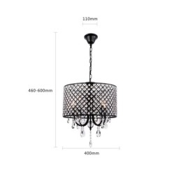 Lampadario a tamburo moderno in cristallo cromato