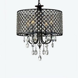 Lampadario a tamburo moderno in cristallo cromato
