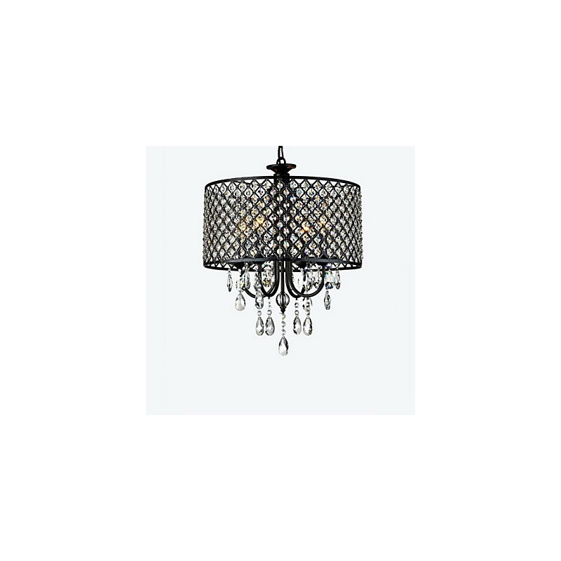 Lampadario a tamburo moderno in cristallo cromato