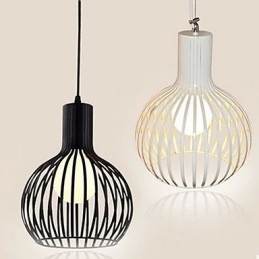 Lampadario a sospensione a gabbia in ferro battuto retrò americano