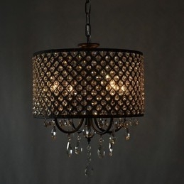 Lampadario a tamburo moderno in cristallo cromato