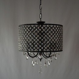 Lampadario a tamburo moderno in cristallo cromato