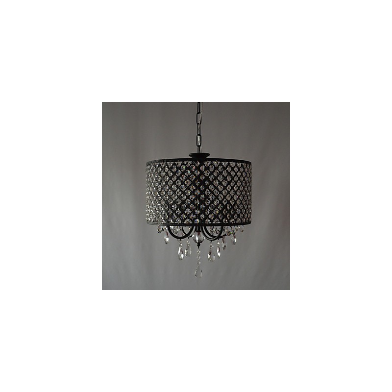 Lampadario a tamburo moderno in cristallo cromato