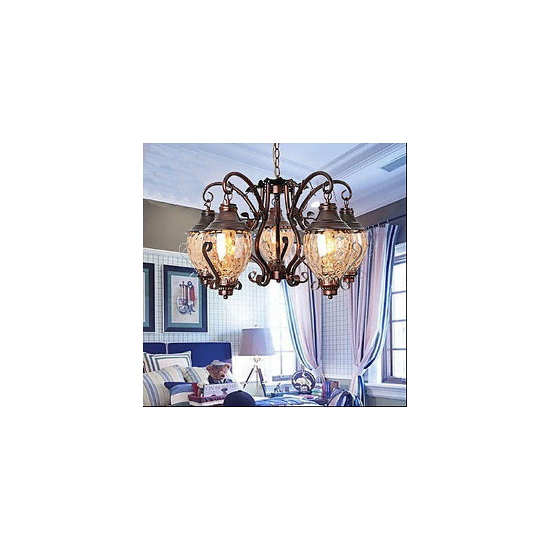 Lampadario a sospensione in ferro antico stile pastorale europeo retrò rosa