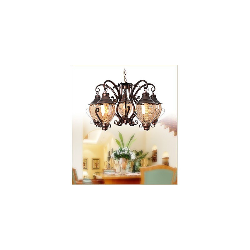 Lampadario a sospensione in ferro antico stile pastorale europeo retrò rosa