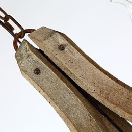 Lampadario mini vintage in legno e bambù dipinto