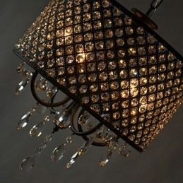 Lampadario a tamburo moderno in cristallo cromato