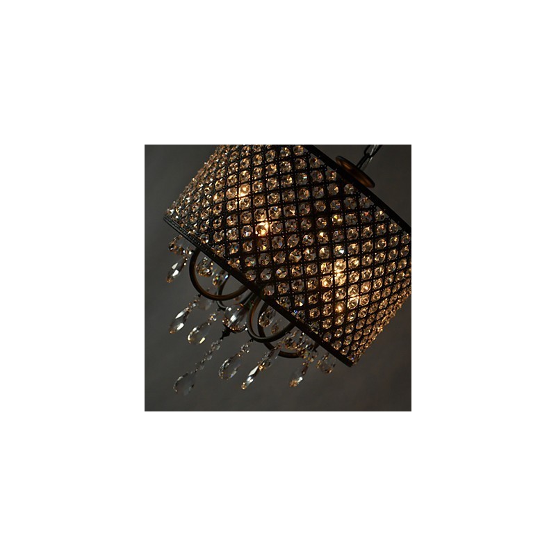 Lampadario a tamburo moderno in cristallo cromato