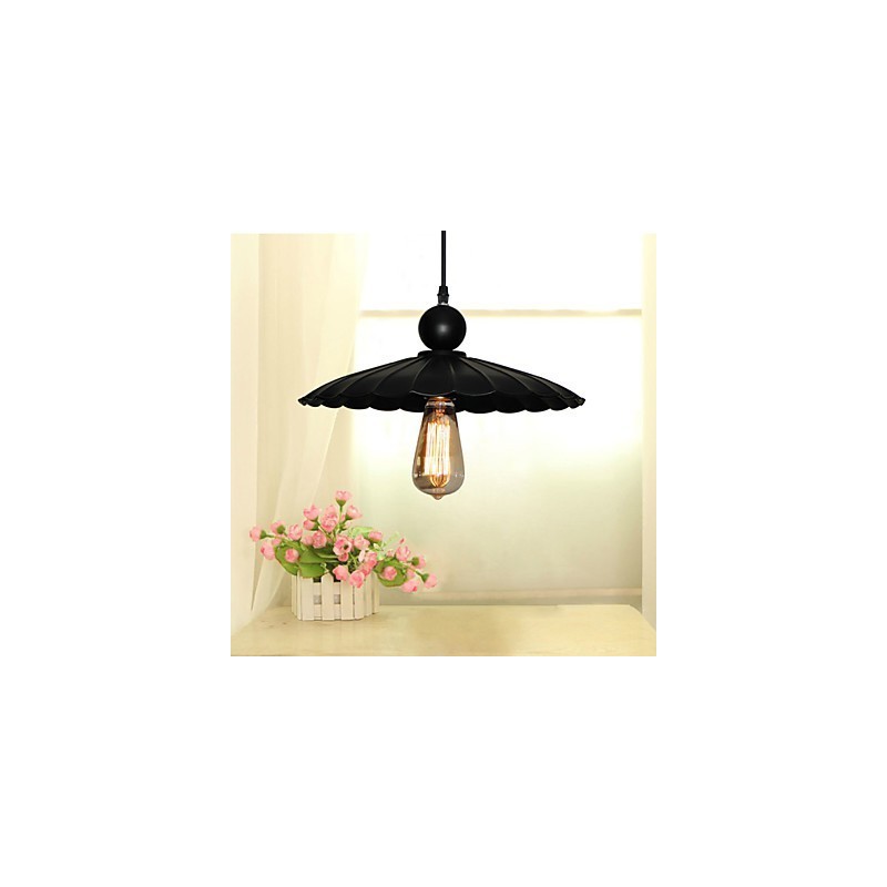 Lampada a sospensione vintage nera in metallo con catena regolabile