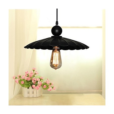 Lampada a sospensione vintage nera in metallo con catena regolabile