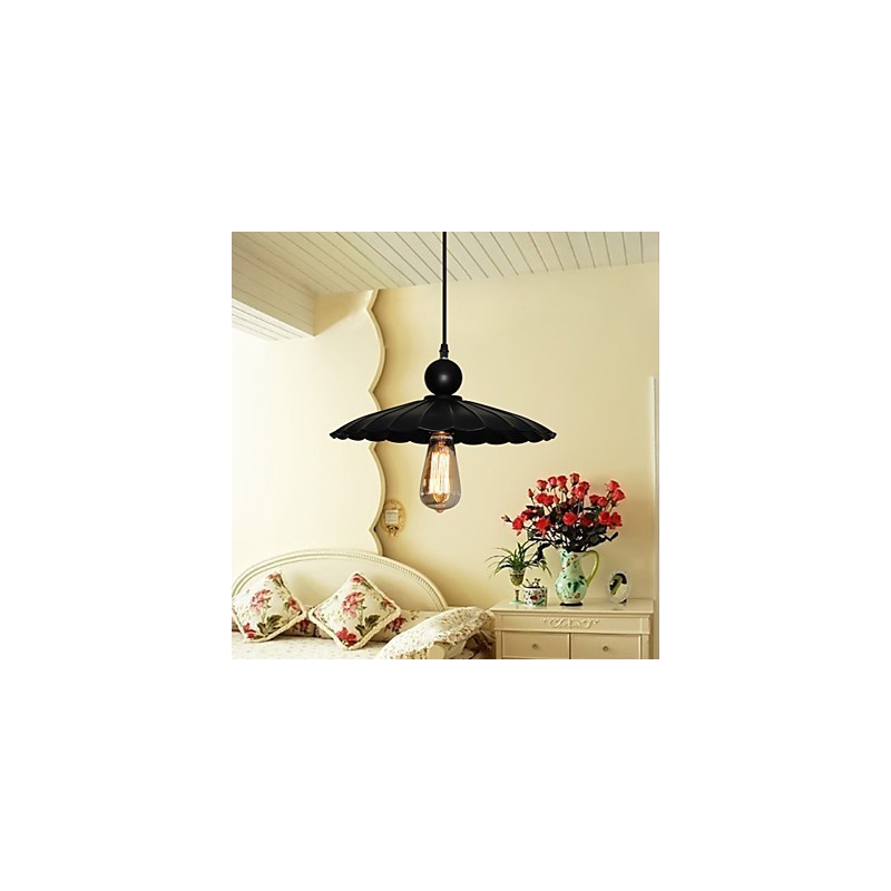 Lampada a sospensione vintage nera in metallo con catena regolabile