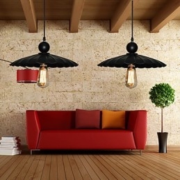 Lampada a sospensione vintage nera in metallo con catena regolabile