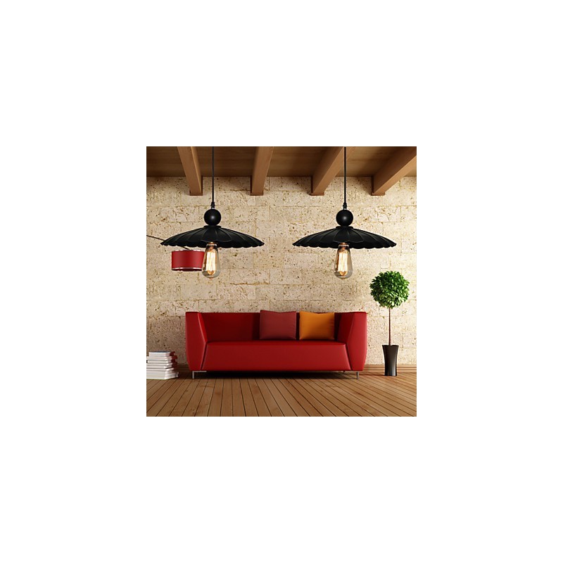 Lampada a sospensione vintage nera in metallo con catena regolabile