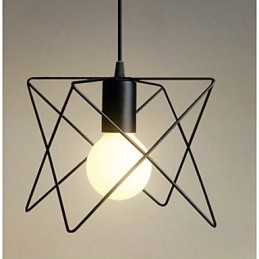 Lampada a sospensione mini retrò in metallo nero con paralume trasparente