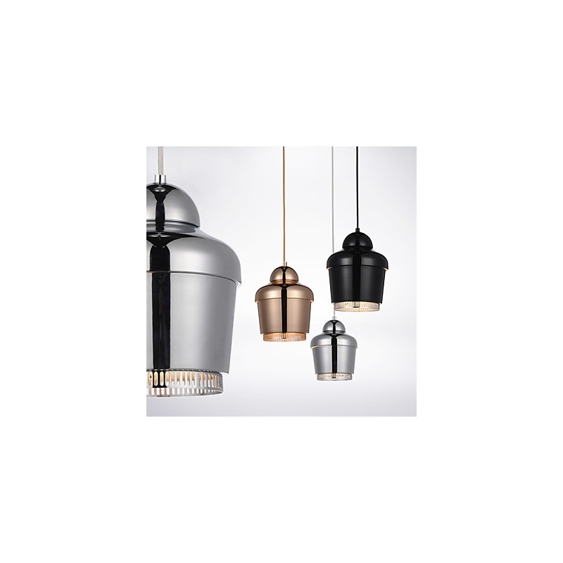 Lampada a sospensione moderna 1 luce in metallo nero bianco oro argento
