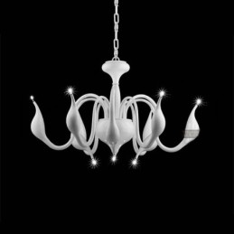 Lampadario moderno contemporaneo in metallo elettroplaccato bianco 9 luci
