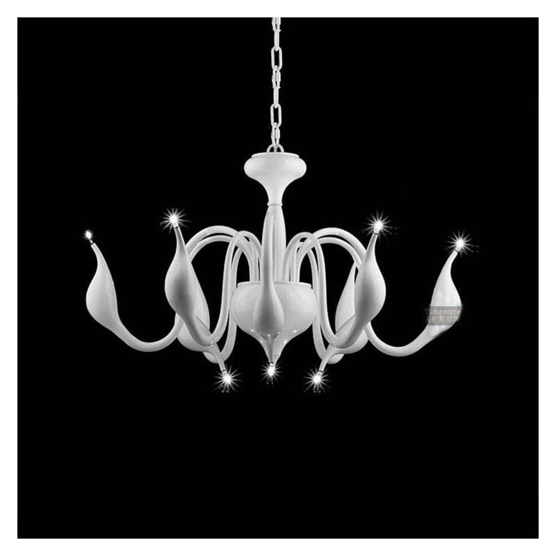 Lampadario moderno contemporaneo in metallo elettroplaccato bianco 9 luci