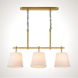 Lampada a sospensione moderna contemporanea a 3 luci in tessuto bianco