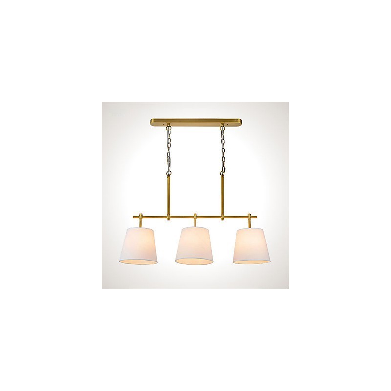 Lampada a sospensione moderna contemporanea a 3 luci in tessuto bianco