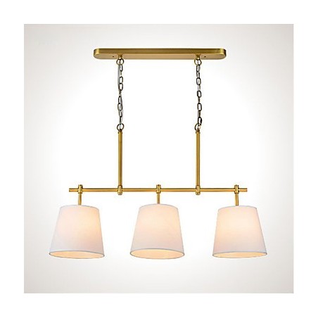 Lampada a sospensione moderna contemporanea a 3 luci in tessuto bianco