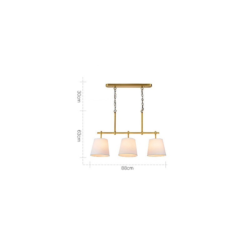 Lampada a sospensione moderna contemporanea a 3 luci in tessuto bianco