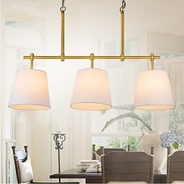 Lampada a sospensione moderna contemporanea a 3 luci in tessuto bianco