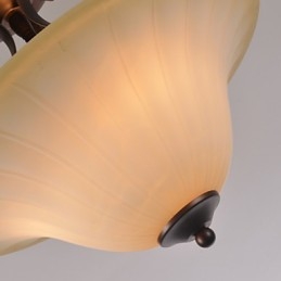 Lampadario a sospensione mini vintage in metallo marrone e vetro bianco, 5 pezzi, 3 lampadine E26/E27