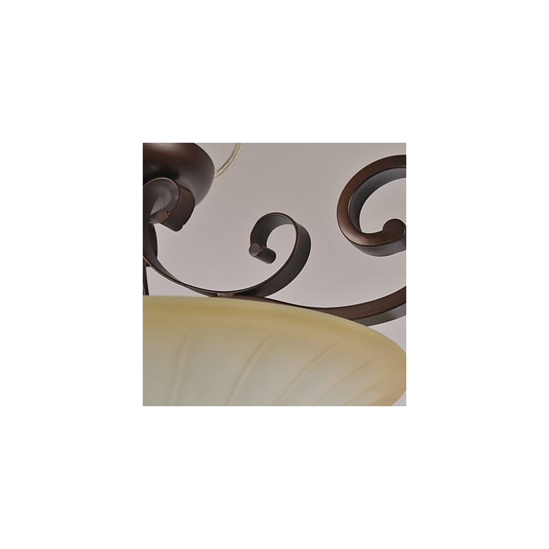 Lampadario a sospensione mini vintage in metallo marrone e vetro bianco, 5 pezzi, 3 lampadine E26/E27