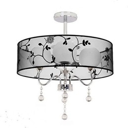 Lampada a sospensione moderna country mini nera con paralume in tessuto
