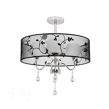 Lampada a sospensione moderna country mini nera con paralume in tessuto