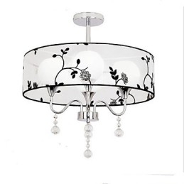 Lampada a sospensione moderna country mini nera con paralume in tessuto