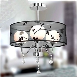 Lampada a sospensione moderna country mini nera con paralume in tessuto