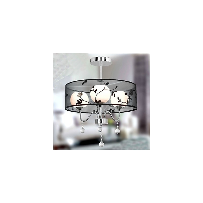 Lampada a sospensione moderna country mini nera con paralume in tessuto
