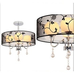 Lampada a sospensione moderna country mini nera con paralume in tessuto