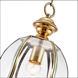 Lampada a sospensione mini stile country americano in rame con vetro trasparente