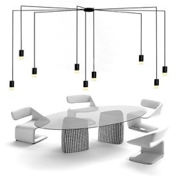 Lampada a sospensione geometrica LED 9 luci nera con cavo regolabile